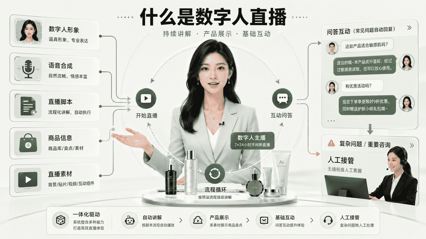 什么是数字人直播｜万晟AI数字人直播服务说明图